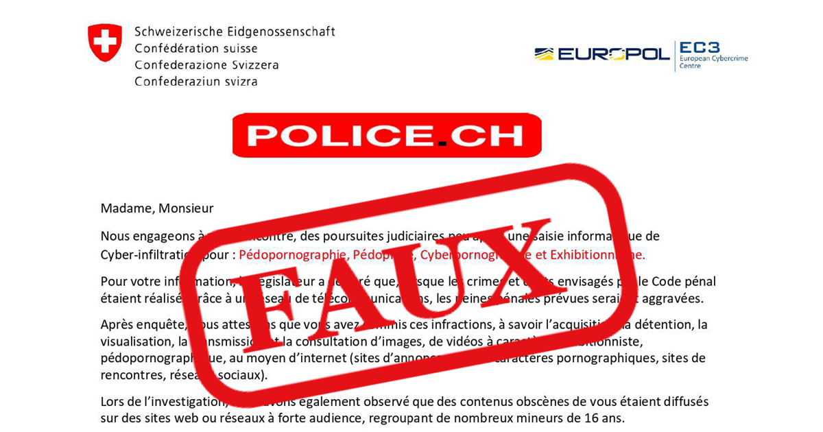 La police Cantonale du Valais sensibilise la population sur la réception de faux e-mails